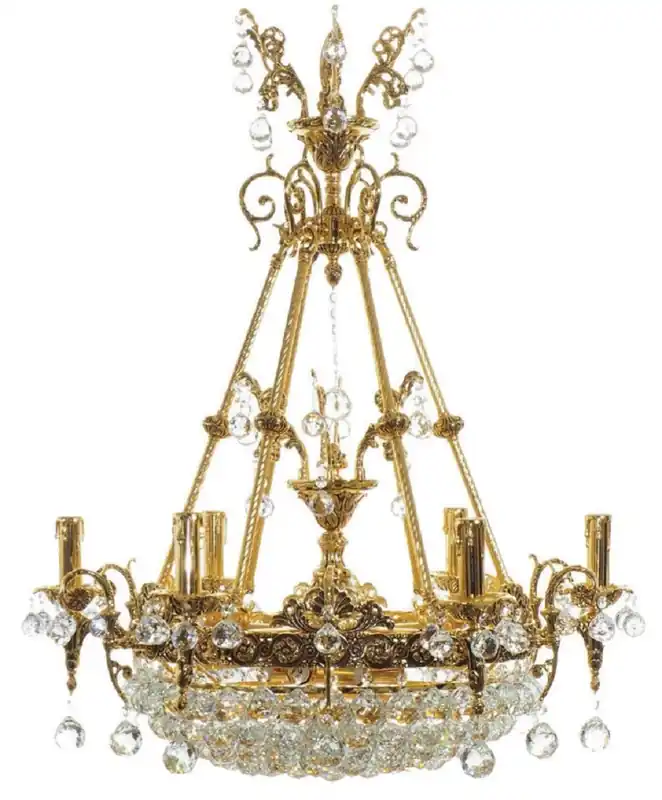 Casa Padrino Luxus Barock Kristall Kronleuchter Gold Ø 80 x H. 110 cm - Prunkvoller Messing Kronleuchter mit edlem Kristallglas - Barock Wohnzimmer Kronleuchter - Barock Hotel Kronleuchter Solange Der Vorrat Reicht