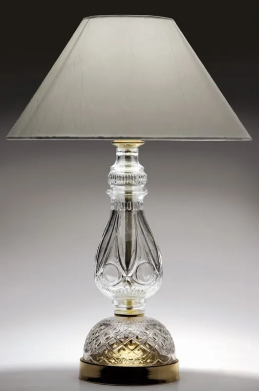 Online Kaufen Casa Padrino Luxus Barock Kristall Tischleuchte Gold / Grau Ø 35 x H. 50 cm - Elegante Tischlampe mit Böhmischem Kristallglas und Lampenschirm - Barock Kristall Tischleuchten