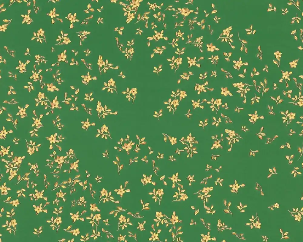 Versace Designer Tapete Barock Blumen 935856 Grün / Braun / Gelb - Satintapete mit elegantem Muster - Hochwertige Qualität Jetzt Bestellen