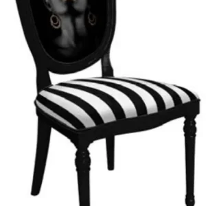 Abverkauf Casa Padrino Art Deco Esszimmerstuhl Weiß / Mehrfarbig / Schwarz - Eleganter Massivholz Stuhl - Esszimmer Möbel - Art Deco Möbel