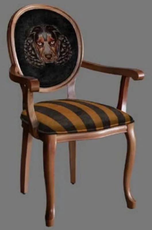 Rabatt Casa Padrino Barock Esszimmerstuhl Schwarz / Gold / Braun - Handgefertigter Antik Stil Stuhl mit Armlehnen - Esszimmer Möbel im Barockstil