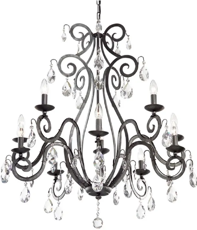 Casa Padrino Luxus Barock Kronleuchter mit Swarovski Kristallglas Anthrazit Ø 90 x H. 100 cm - Hotel & Restaurant Kronleuchter - Edel & Prunkvoll - Luxus Qualität - Made in Italy Neu