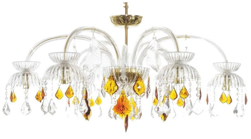 Top-Seller Casa Padrino Luxus Barock Kristall Kronleuchter Bernsteinfarben / Gold Ø 100 x H. 50 cm - Prunkvoller Kronleuchter mit edlem Kristallglas - Edel & Prunkvoll