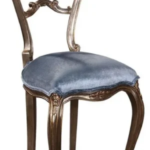 Direkt Vom Hersteller Casa Padrino Luxus Barock Damen Stuhl Hellblau / Silber - Handgefertigter Massivholz Schminktisch Stuhl - Barock Möbel