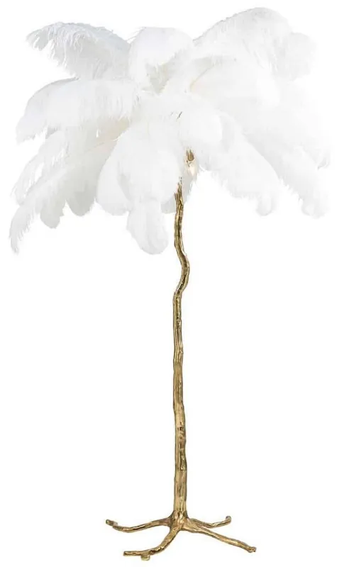 Nur Heute Casa Padrino Luxus Stehleuchte Palme Weiß / Gold 110 x 110 x H. 175 cm - Moderne Stehlampe im Palmen Design - Luxus Leuchten - Luxus Qualität