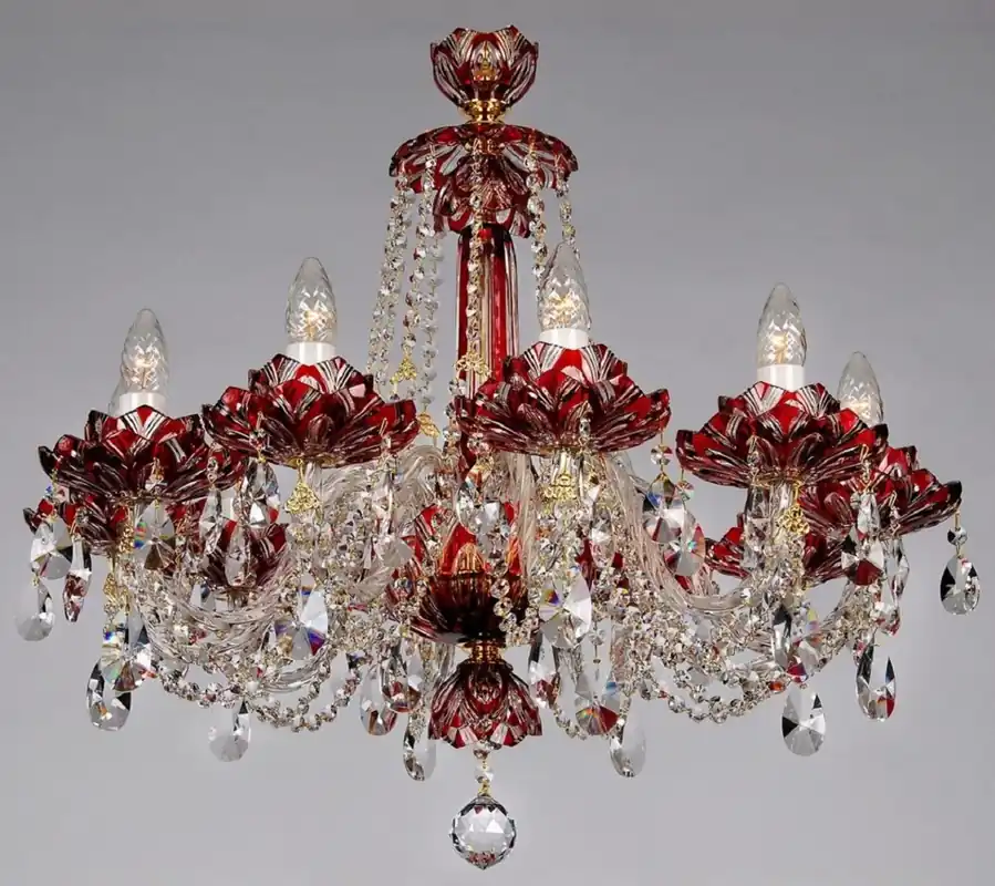 Preis Gesenkt Casa Padrino Luxus Barock Kristall Kronleuchter Rot / Gold Ø 72 x H. 67 cm - Hotel & Restaurant Kronleuchter - Barock Leuchten - Edel & Prunkvoll