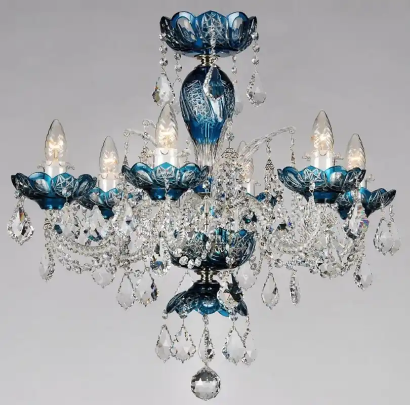 Bestseller Casa Padrino Luxus Barock Kristall Kronleuchter Blau Ø 64 x H. 60 cm - Hotel & Restaurant Kronleuchter - Barock Leuchten - Edel & Prunkvoll