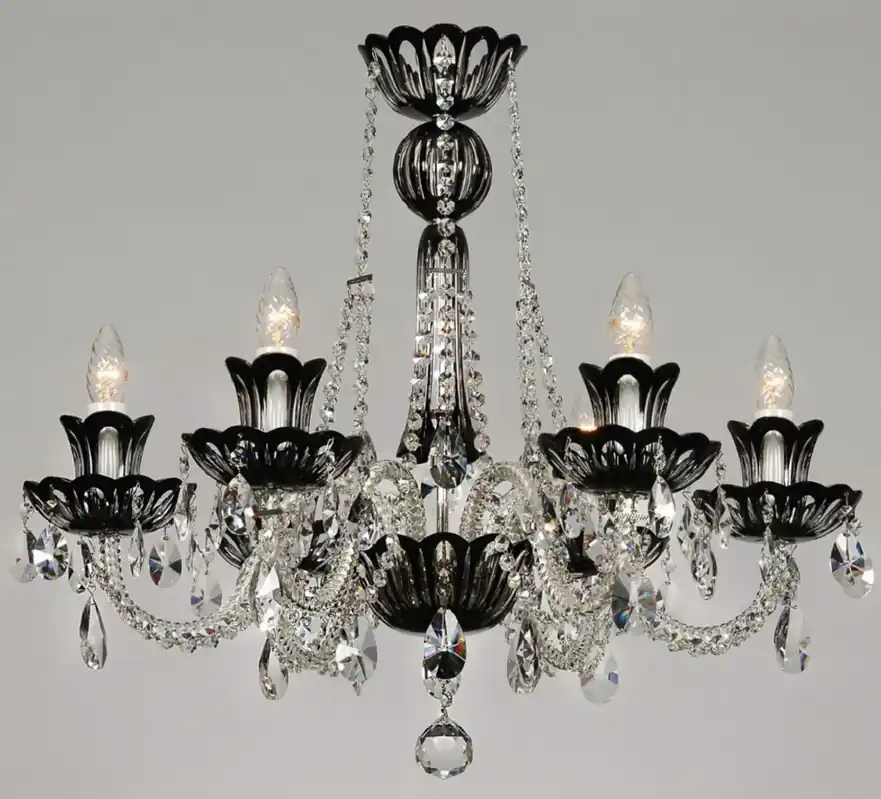 Casa Padrino Luxus Barock Kristall Kronleuchter Schwarz Ø 70 x H. 62 cm - Hotel & Restaurant Kronleuchter - Barock Leuchten - Edel & Prunkvoll Versand Am Gleichen Tag