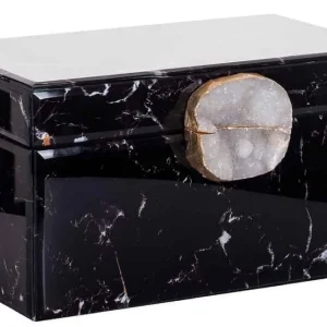 Casa Padrino Luxus Schmuckkasten mit Marmoroptik Schwarz 30,5 x 15 x H. 18 cm - Schmuckschatulle - Aufbewahrungsbox - Deko Accessoires - Luxus Kollektion Begrenztes Angebot