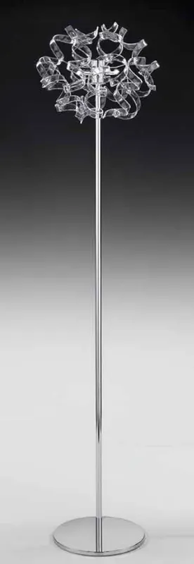 Casa Padrino Luxus LED Stehleuchte Silber Ø 45 x H. 175 cm - Wohnzimmer Stehlampe mit 12 Glaselementen - Hotel Stehleuchte - Luxus Qualität - Made in Italy Super-Preis