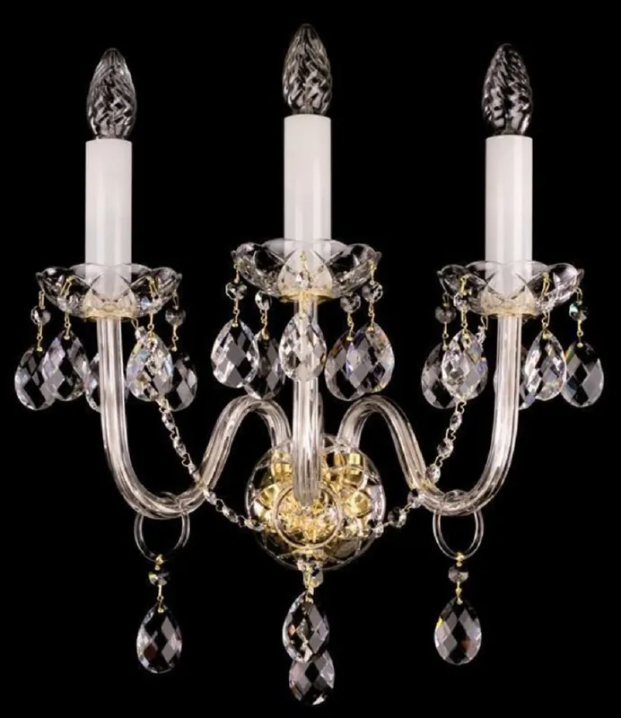 Direkt Vom Hersteller Casa Padrino Luxus Barock Kristall Wandleuchte Gold 36 x 23 x H. 46 cm - Prunkvolle Wandlampe mit Böhmischem Kristallglas - Edel & Prunkvoll