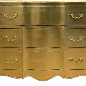 Luxus Barock Kommode mit 3 Schubladen Gold 121 x 50 x 86 cm - Barock Möbel Must-Have