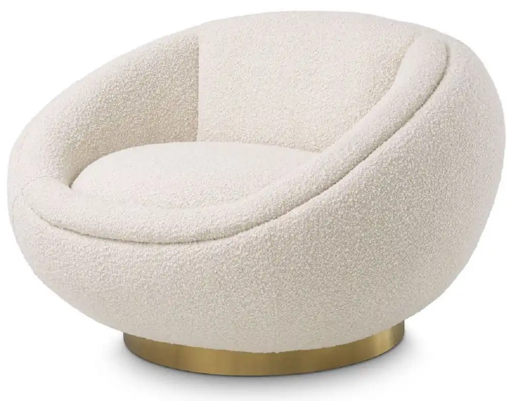 Sichere Zahlung Casa Padrino Luxus Drehsessel Creme / Messing 100 x 102 x H. 68 cm - Moderner Wohnzimmer Sessel - Luxus Wohnzimmer Möbel