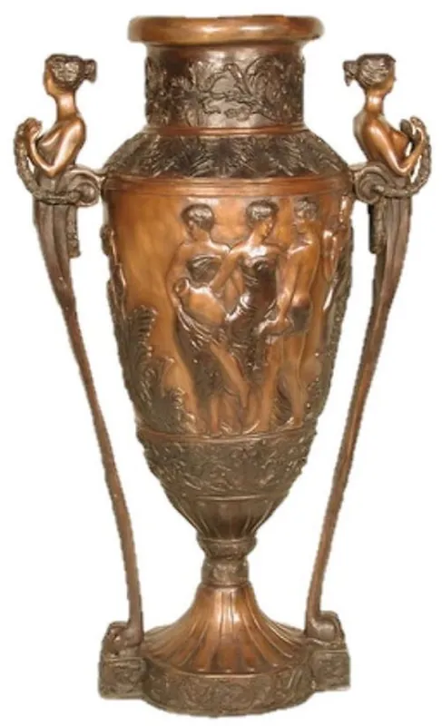 Bestpreis Casa Padrino Luxus Barock Bronze Deko Vase Damen 69 x 43 x H. 114 cm - Barock Pflanzkübel - Barock Blumenkübel - Edel & Prunkvoll