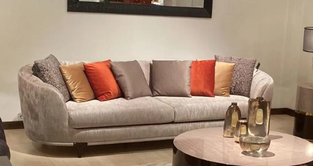 Casa Padrino Luxus Sofa Silber / Dunkelbraun - Luxus Wohnzimmer Sofa - Luxus Hotel Sofa - Luxus Qualität Markenprodukt