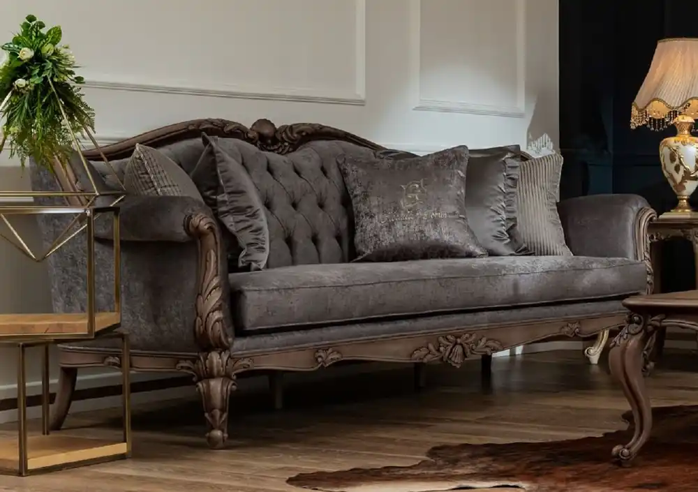 Casa Padrino Luxus Barock Sofa Grau / Braun - Handgefertigtes Wohnzimmer Sofa im Barockstil - Barock Wohnzimmer Möbel Meistverkauft