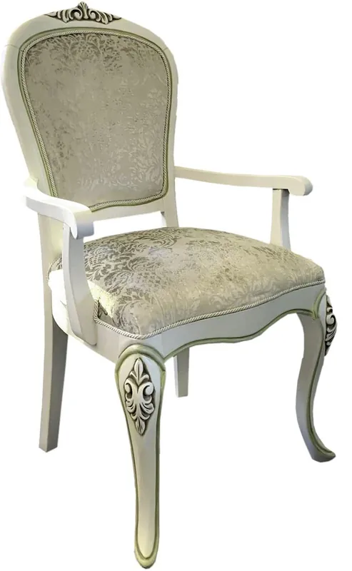 Billig Casa Padrino Barock Luxus Esszimmerstuhl Weiss Barock Muster / Weiss, leicht Grün - Handgefertigter Antik Stil Stuhl mit Armlehnen - Esszimmer Möbel im Barockstil