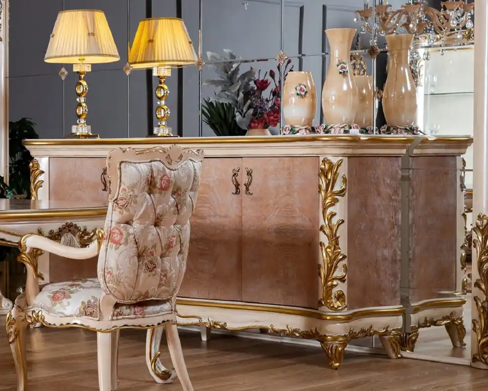 Neue Kollektion Casa Padrino Luxus Barock Sideboard Beige / Weiß / Gold - Prunkvoller Massivholz Schrank mit 4 Türen - Barock Möbel