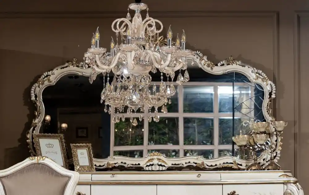 Casa Padrino Luxus Barock Spiegel Cremefarben / Weiß / Gold - Prunkvoller Massivholz Wandspiegel im Barockstil - Barock Möbel Finale Aktion