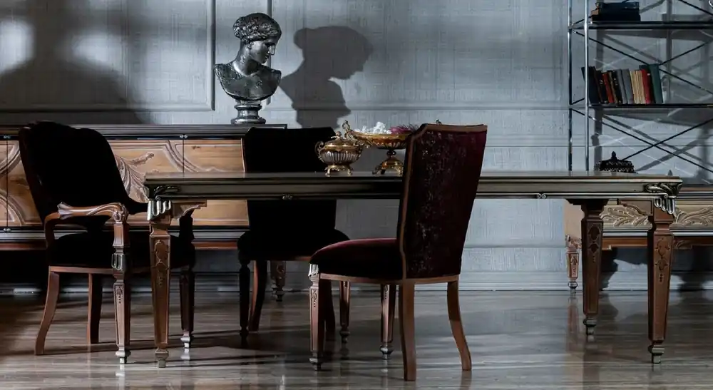 Casa Padrino Luxus Barock Esszimmer Set Bordeauxrot / Beige / Silber - 1 Barock Esstisch & 8 Barock Esszimmerstühle - Prunkvolle Esszimmer Möbel im Barockstil Meistverkauft