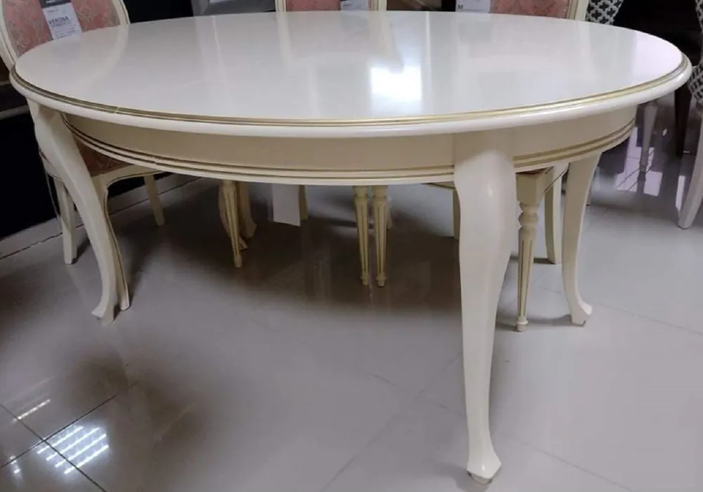 Casa Padrino Luxus Jugendstil Esstisch Cremefarben / Gold 160-360 x 110 x H. 78 cm - Ovaler Ausziehbarer Massivholz Esszimmertisch - Barock & Jugendstil Esszimmer Möbel Heißes Angebot