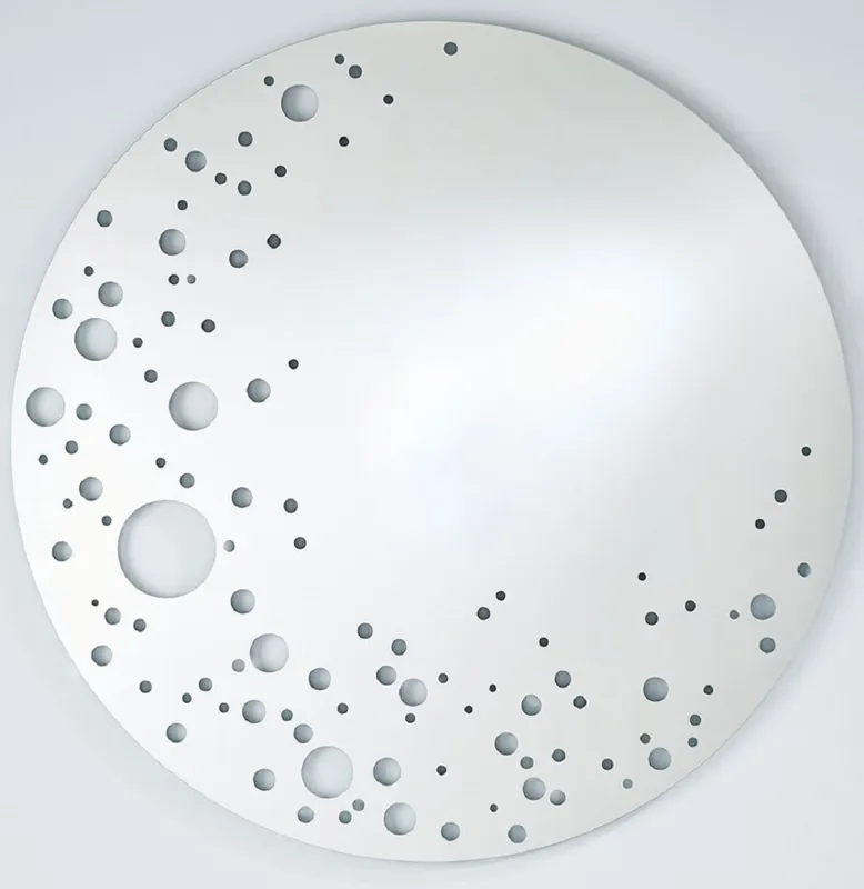 Casa Padrino Luxus Wandspiegel in Mond Optik Ø 125 cm - Runder Wohnzimmer Spiegel - Luxus Kollektion Top-Angebot