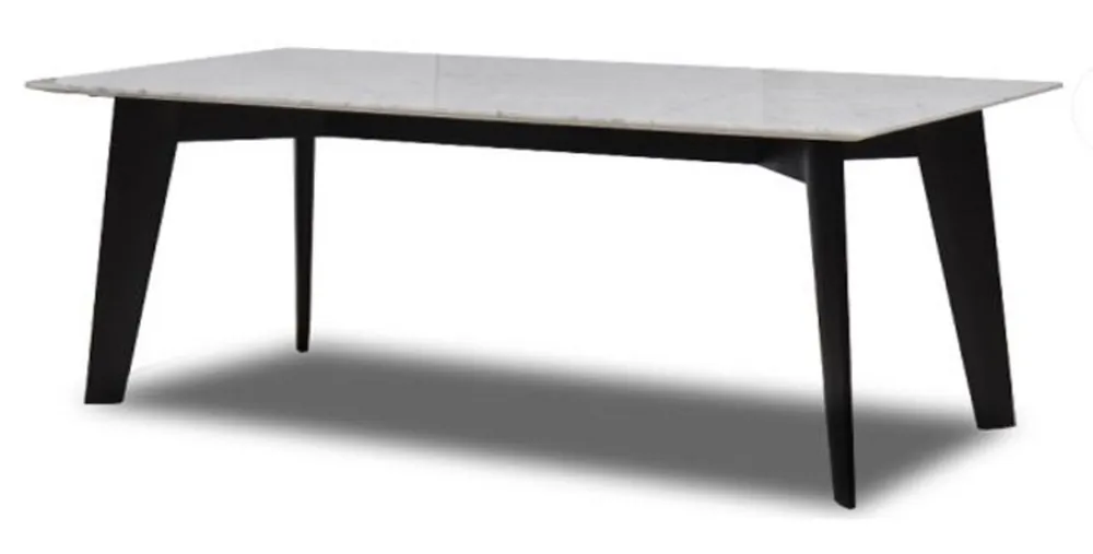 Echt Casa Padrino Luxus Esstisch Weiß / Schwarz 240 x 100 x H. 75 cm - Moderner Küchentisch mit hochwertiger italienischer Calacatta Marmor Tischplatte - Luxus Esszimmer Möbel