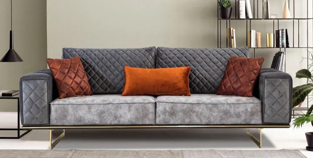 Sale Casa Padrino Luxus Schlafsofa Grau / Gold 230 x 91 x H. 80 cm - Modernes Wohnzimmer Sofa - Wohnzimmer Möbel