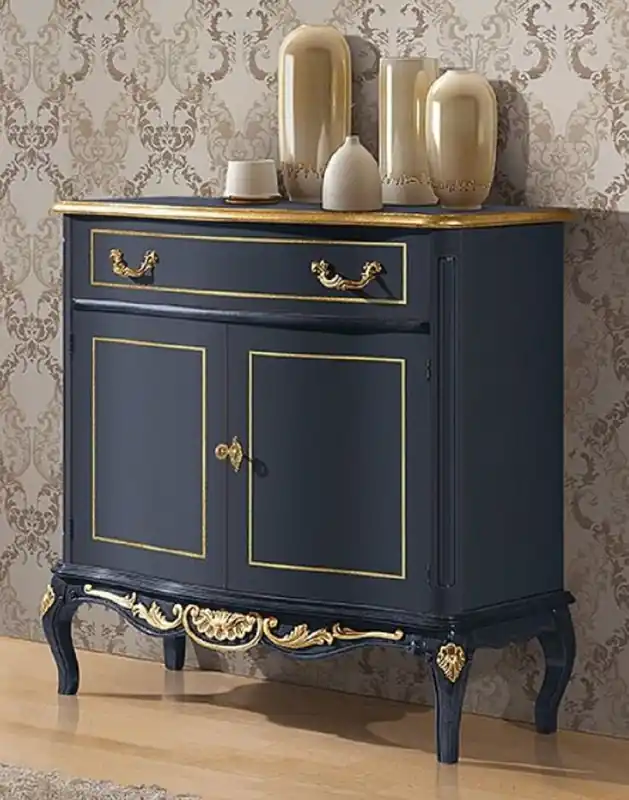 Sonderaktion Casa Padrino Luxus Barock Sideboard Blau / Gold - Prunkvoller Massivholz Schrank - Barock Wohnzimmer & Hotel Möbel - Luxus Qualität - Made in Italy