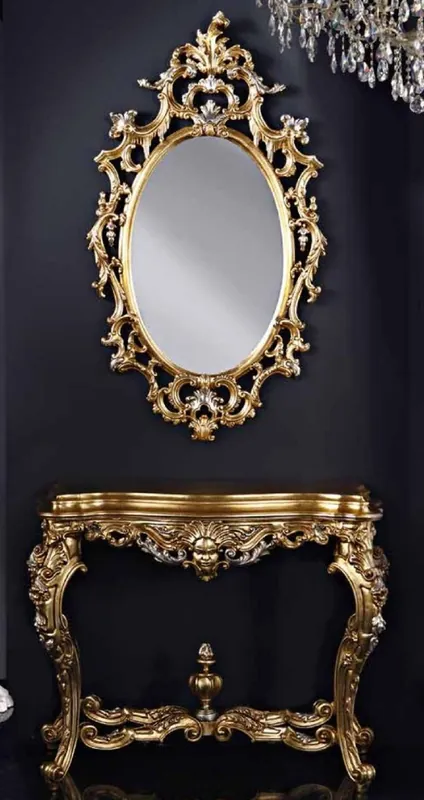 Beliebt Casa Padrino Luxus Barock Spiegelkonsole Gold / Silber - Prunkvolle Barock Konsole mit Wandspiegel - Barock Hotel & Schloß Möbel - Luxus Qualität - Made in Italy