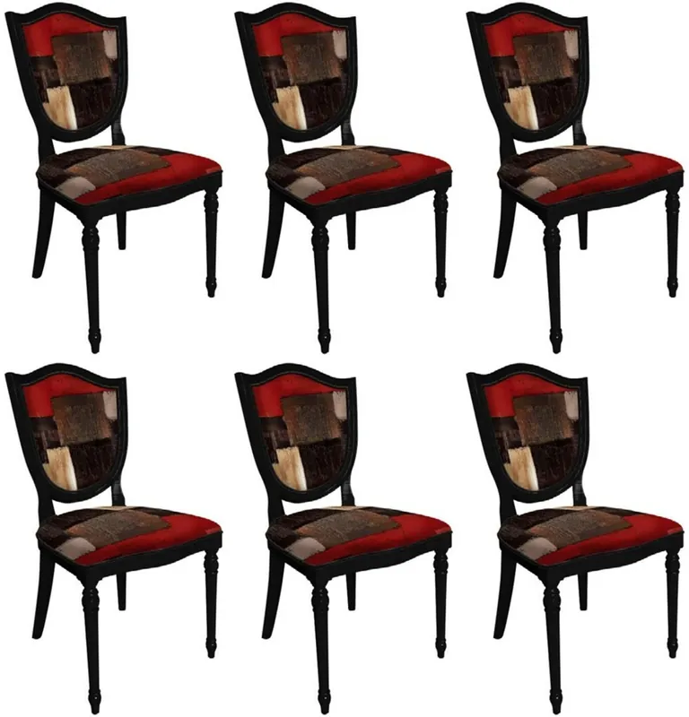 Casa Padrino Art Deco Esszimmerstuhl Set Mehrfarbig / Schwarz - 6 Handgefertigte Art Deco Küchen Stühle - Art Deco Esszimmer Möbel Jetzt Kaufen