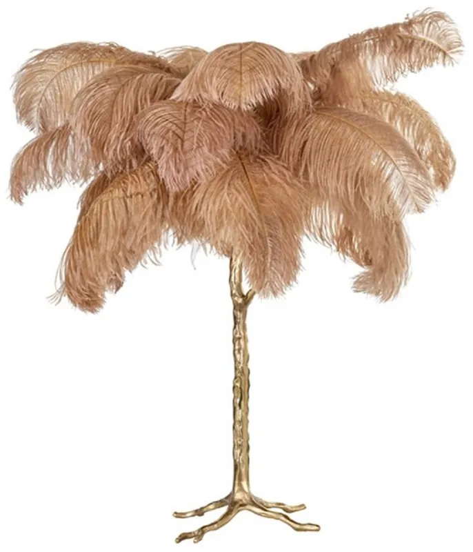 Casa Padrino Luxus Tischleuchte Palme Khaki / Gold 75 x 75 x H. 80 cm - Moderne Tischlampe im Palmen Design - Luxus Leuchten - Luxus Qualität Markenprodukt