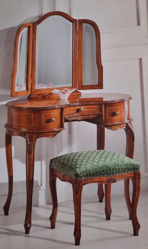 Casa Padrino Luxus Barock Schlafzimmer Set Grün / Braun - 1 Barock Schminkkommode & 1 Barock Spiegel & 1 Barock Hocker - Barock Schlafzimmer & Hotel Möbel - Luxus Qualität - Made in Italy Bestseller