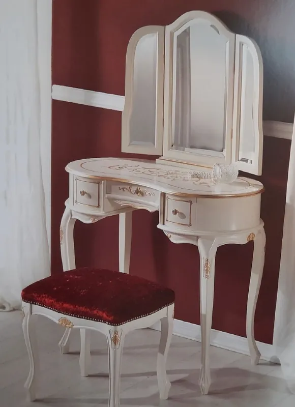 Casa Padrino Luxus Barock Schlafzimmer Set Bordeauxrot / Weiß / Gold - 1 Barock Schminkkommode & 1 Barock Spiegel & 1 Barock Hocker - Barock Schlafzimmer Möbel - Luxus Qualität - Made in Italy Saisonangebot
