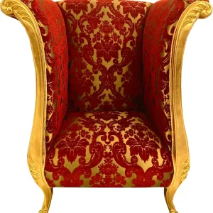 Extravaganter Pompöös by Casa Padrino Luxus Designer Sessel von Harald Glööckler Bordeauxrot Bouquet Muster / Gold - Pompööser Barock Sessel Jetzt Kaufen