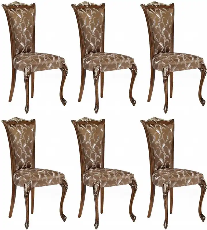 Bestseller Casa Padrino Luxus Barock Esszimmerstuhl Set Braun / Weiß / Silber - Handgefertigtes Küchen Stühle 6er Set - Barock Esszimmer Möbel - Luxus Qualität - Made in Italy