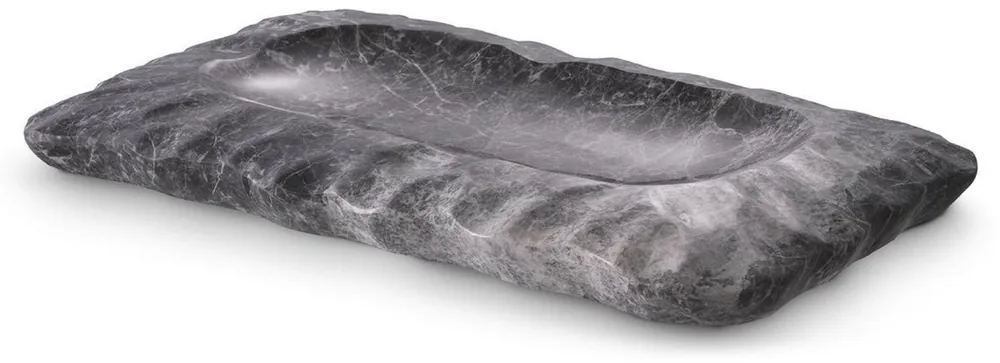 Casa Padrino Luxus Serviertablett Grau 31 x 18 x H. 2,5 cm - Rechteckiges Marmor Tablett - Luxus Hotel & Restaurant Accessoires Neue Ware