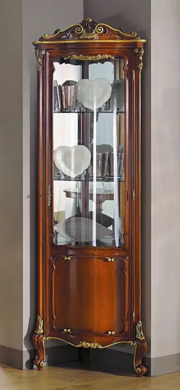 Beliebt Casa Padrino Luxus Barock Eckvitrine Braun / Gold - Handgefertigter Massivholz Eckschrank mit Tür - Edle Barock Möbel - Luxus Qualität - Made in Italy