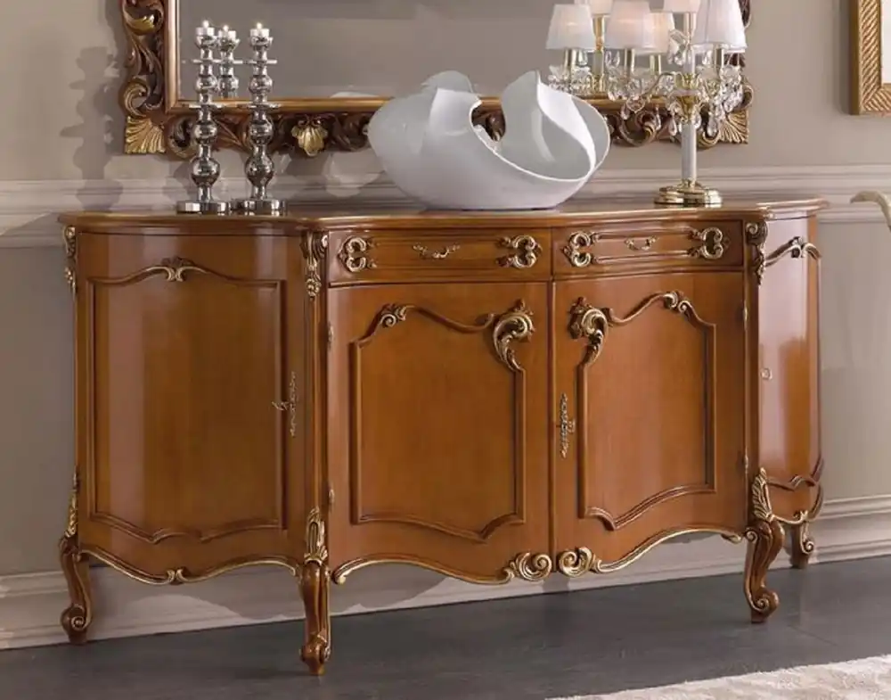 Must-Have Casa Padrino Luxus Barock Sideboard Braun / Gold - Edler Massivholz Schrank mit 4 Türen und 2 Schubladen - Barock Möbel - Luxus Qualität - Made in Italy