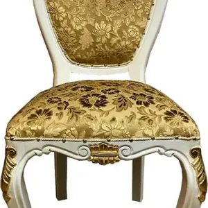 Heißes Angebot Pompöös by Casa Padrino Luxus Barock Esszimmerstuhl Gold Bouquet Muster / Creme-Weiß / Gold - Pompööser Barock Stuhl designed by Harald Glööckler - Barock Esszimmer Möbel