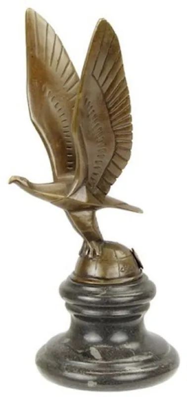 Casa Padrino Luxus Art Deco Bronze Skulptur Adler auf Globus mit Marmorsockel Bronzefarben / Schwarz 11 x 11,5 x H. 22,8 cm - Bronzefigur - Dekofigur - Deko Accessoires Angebot