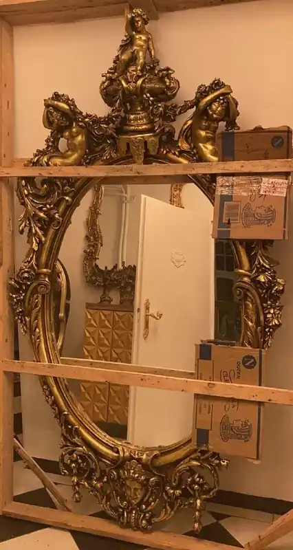 Letzte Chance Casa Padrino Luxus Barock Spiegel Gold - Handgefertigter Antik Stil Spiegel - Prunkvoller Wandspiegel im Barockstil - Barock Möbel - Edel & Prunkvoll