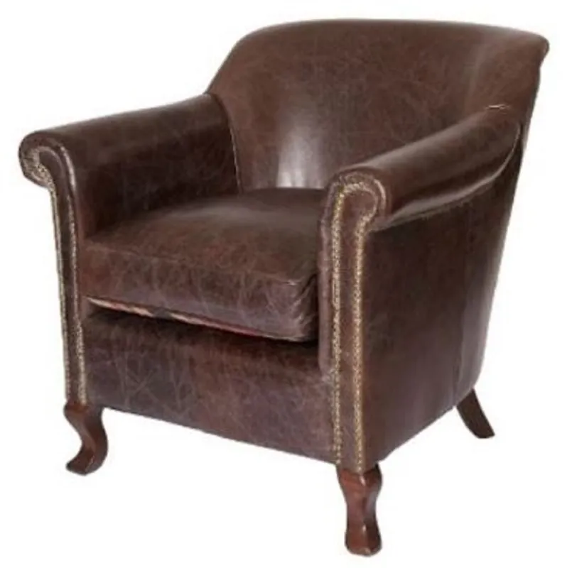 Schneller Versand Casa Padrino Luxus Echtleder Sessel Vintage Dunkelbraun 88 x 81 x H. 79 cm - Wohnzimmer Leder Sessel - Echtleder Wohnzimmer Möbel