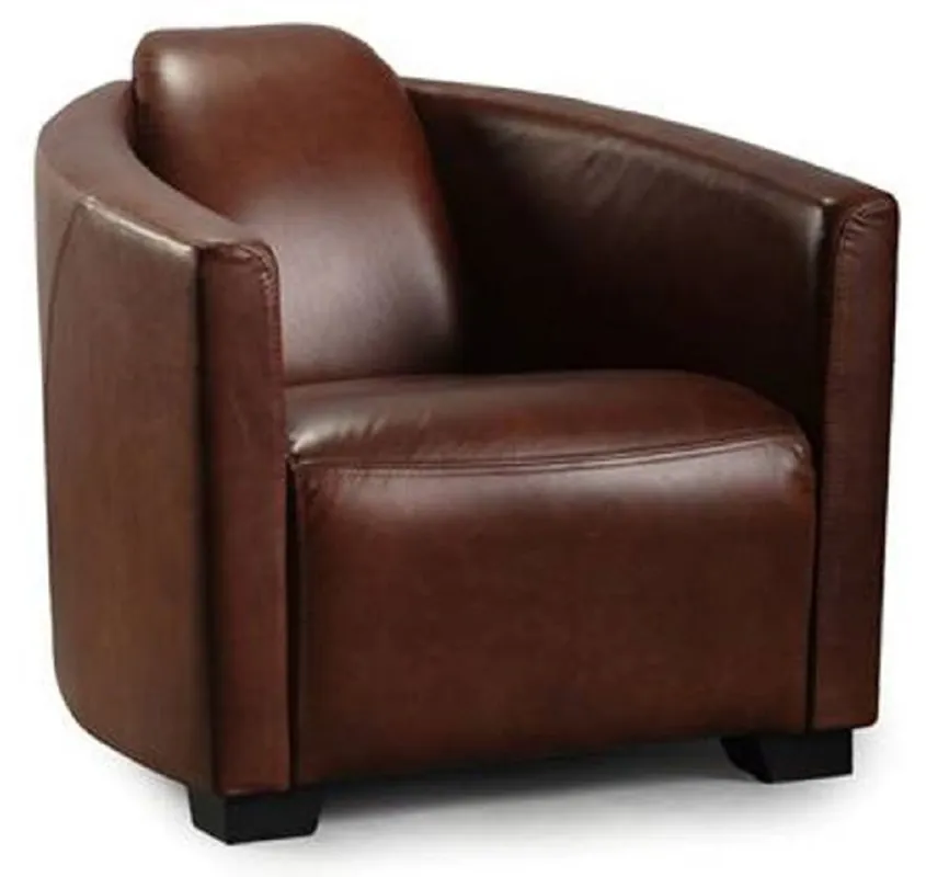 Nur Heute Casa Padrino Luxus Leder Sessel Dunkelbraun / Schwarz 72 x 90 x H. 67 cm - Echtleder Wohnzimmer Sessel - Wohnzimmer Möbel - Luxus Kollektion