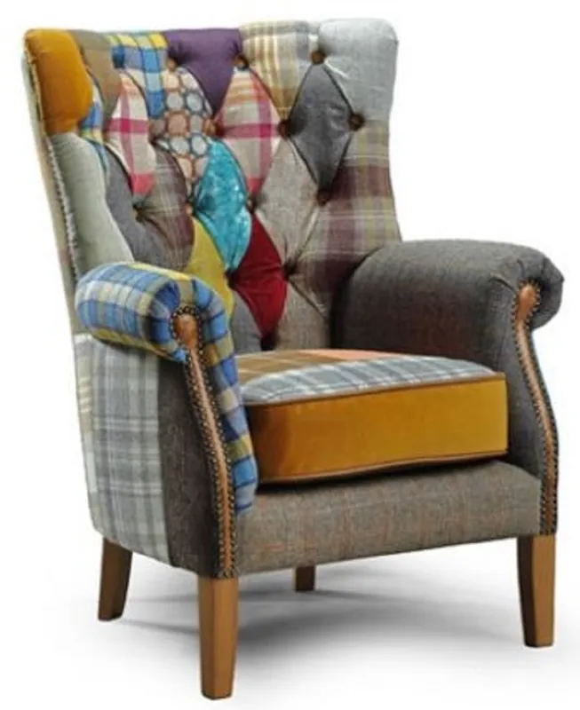 Casa Padrino Luxus Chesterfield Wohnzimmer Sessel Mehrfarbig / Grau / Braun 80 x 80 x H. 102 cm - Chesterfield Wohnzimmer Möbel Top-Seller