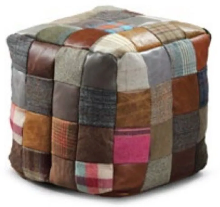 Casa Padrino Luxus Hocker Mehrfarbig 45 x 45 x H. 45 cm - Sitzhocker in Würfelform mit Echtleder - Fußhocker - Wohnzimmer Möbel Sale