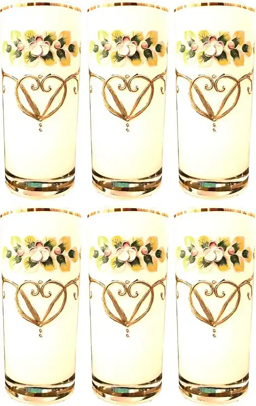Casa Padrino Luxus Jugendstil Wasserglas 6er Set Weiß / Mehrfarbig / Gold - Handgefertigte und handgravierte Wassergläser mit 24 Karat Vergoldung - Hotel & Restaurant Accessoires Angebot