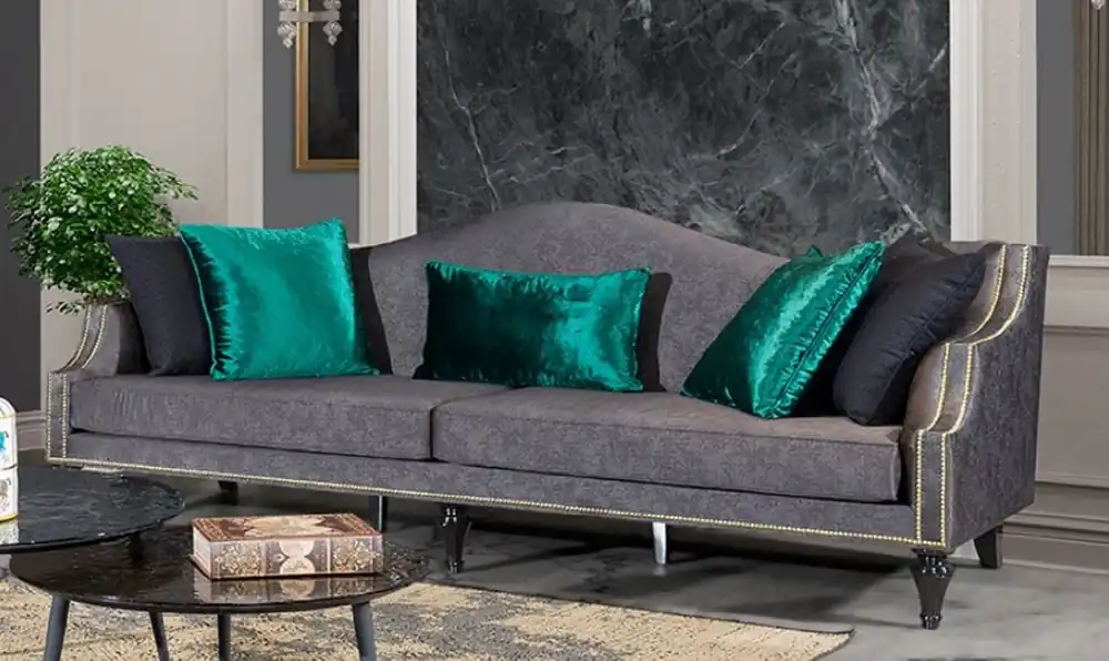 Super-Preis Casa Padrino Luxus Barock Sofa Grau / Schwarz / Gold - Prunkvolles Wohnzimmer Sofa im Barockstil - Barock Wohnzimmer Möbel