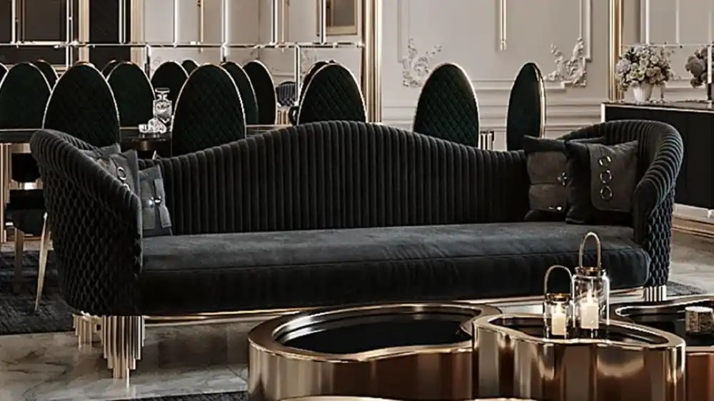 Casa Padrino Luxus Sofa Schwarz / Gold 260 x 88 x H. 88 cm - Modernes Wohnzimmer Sofa - Wohnzimmer & Hotel Möbel - Luxus Kollektion Sale