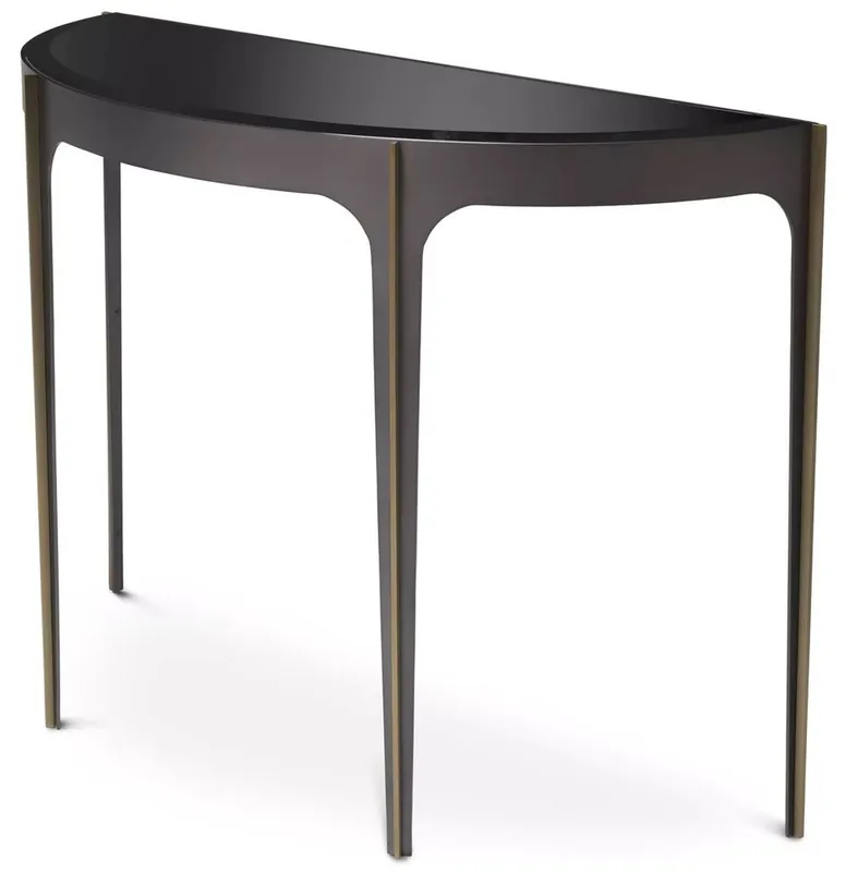 Heißes Angebot Casa Padrino Luxus Konsole Bronze / Messing / Schwarz 102,5 x 40 x H. 75 cm - Edelstahl Konsolentisch mit Glasplatte - Luxus Möbel